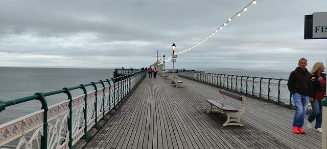 Along the pier.