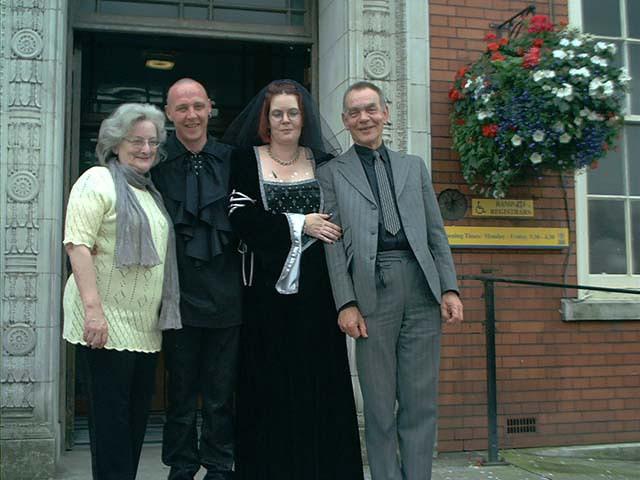 Gooses Pam and Ray join the bride and groom.