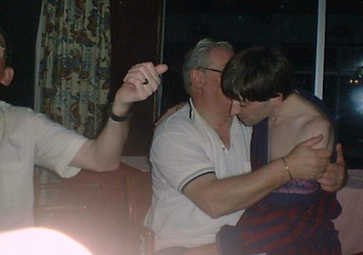 I bet if we pretend to hug it'll attract the women!