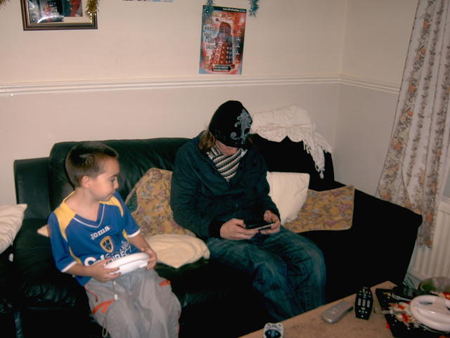 Rhys has a Wii while Jack feels how cold playing on a PSP makes you.