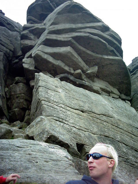 Rich in front of Stanage - before anyone had climbed.
