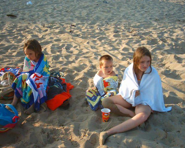 Now we're cold after daft Daddy chucked us all in!