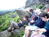 Greg looking studious as he decides which climb to do.